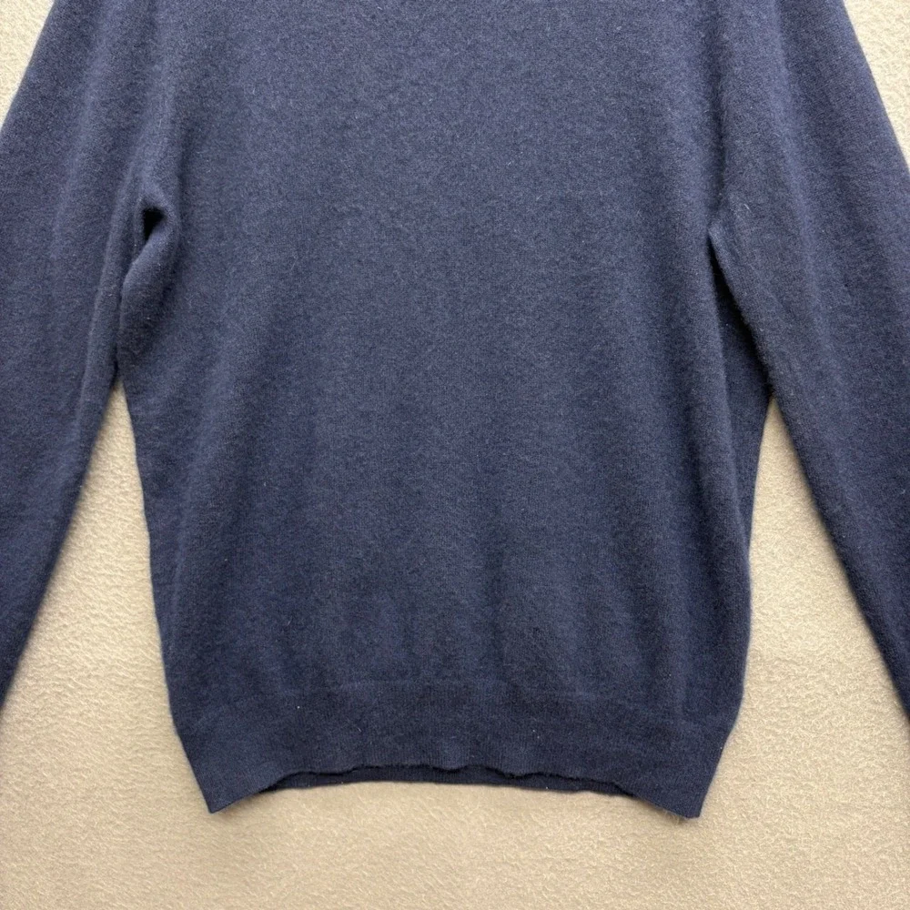 Knit for J. Crew Mens 100% Cashmere Sweater Long Sleeve Navy Blue Classic Size M